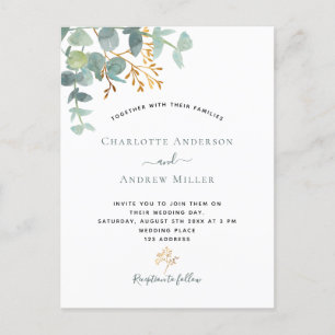 Elegant eucalyptus greenery green modern wedding postcard