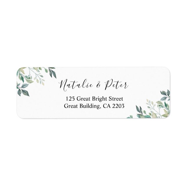Elegant Eucalyptus Greenery Green Return Address Label (Front)