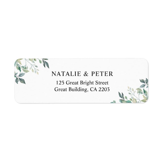 Elegant Eucalyptus Greenery Green Return Address Label (Front)