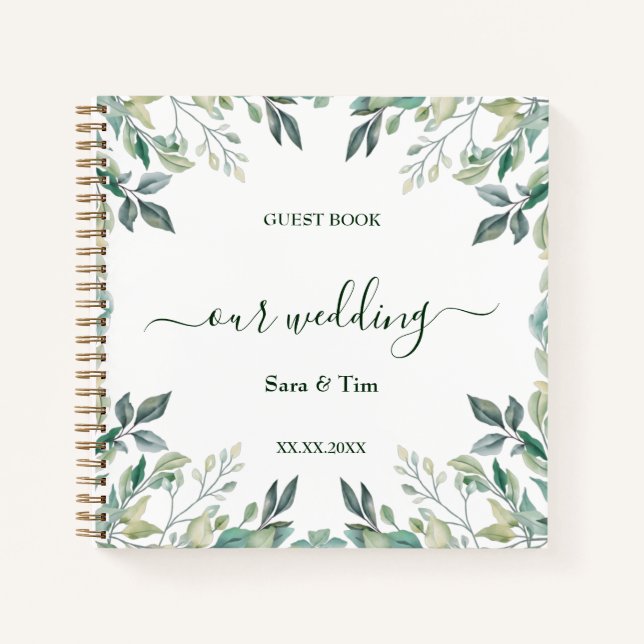 Elegant Eucalyptus Greenery Guest Book (Front)