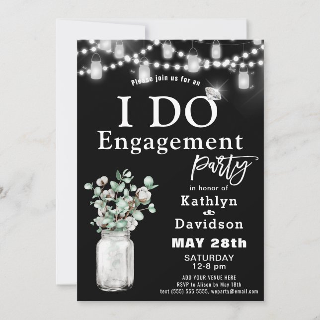 Elegant Eucalyptus Greenery I Do Engagement Party Invitation (Front)