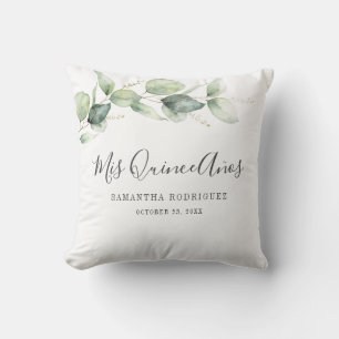 Elegant Eucalyptus Greenery Leaves Mis Quince Anos Cushion
