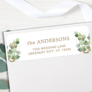 Elegant Eucalyptus Greenery Leaves Return Address Label