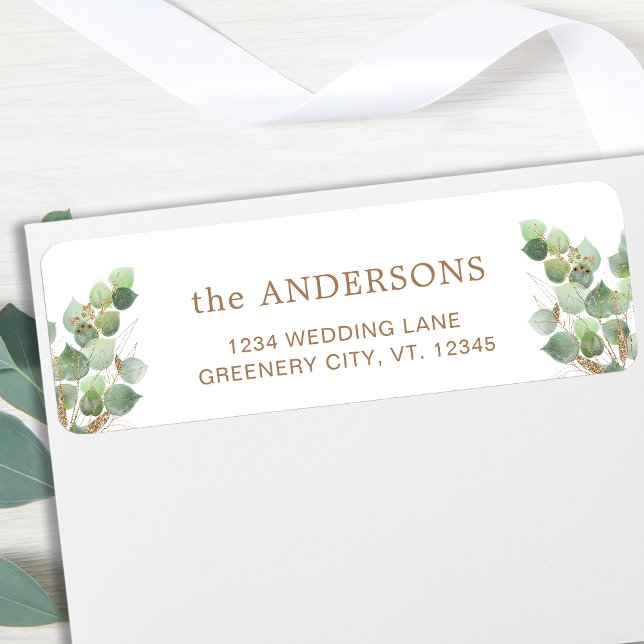 Elegant Eucalyptus Greenery Leaves Return Address Label (Creator Uploaded)