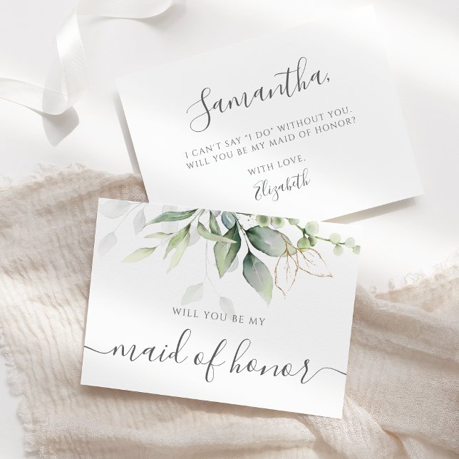 Elegant Eucalyptus Greenery Maid Of Honour Proposa Invitation (Creator Uploaded)