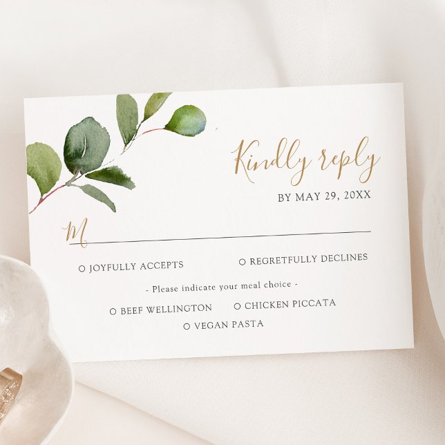 Elegant Eucalyptus Greenery Meal Options RSVP Card (Creator Uploaded)