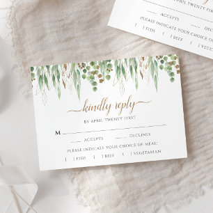 Elegant Eucalyptus Greenery Meal Options RSVP Card