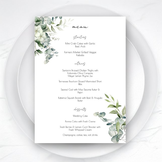 Elegant Eucalyptus Greenery Menu (Creator Uploaded)