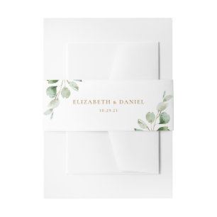 Elegant Eucalyptus Greenery Personalised Wedding Invitation Belly Band