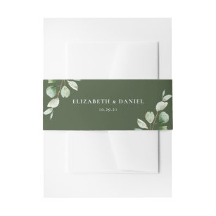 Elegant Eucalyptus Greenery Personalized Wedding Invitation Belly Band