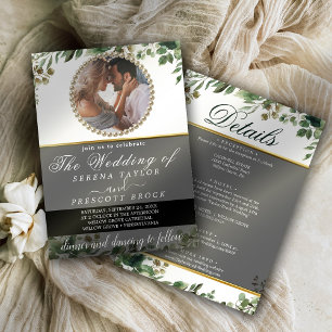 Elegant Eucalyptus Greenery Photo Wedding Invitation