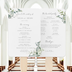 Elegant Eucalyptus Greenery Program Hand Fan