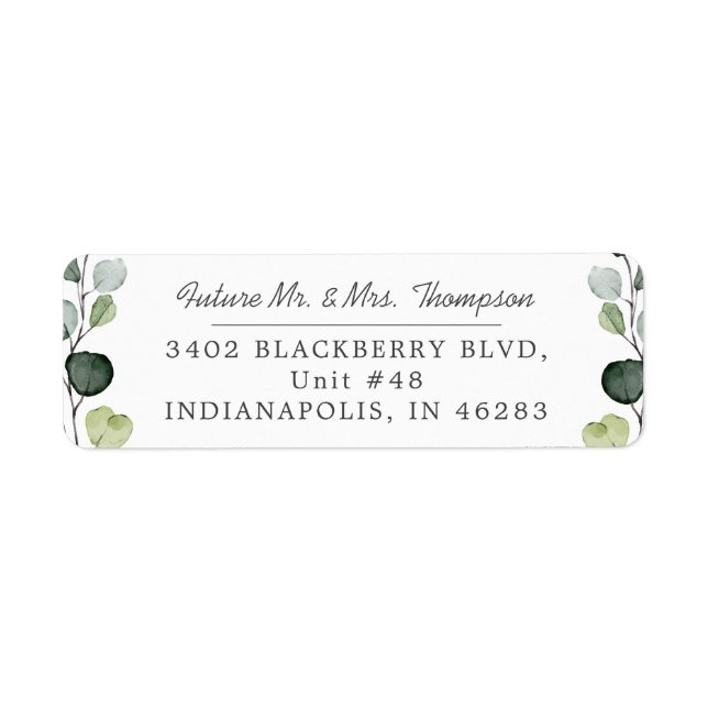 Elegant Eucalyptus Greenery Return Address Return Address Label (Front)
