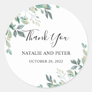 Elegant Eucalyptus Greenery Rustic Thank You Classic Round Sticker