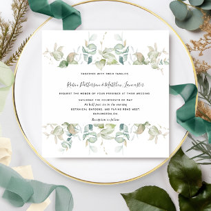 Elegant Eucalyptus Greenery, Square Wedding Invitation