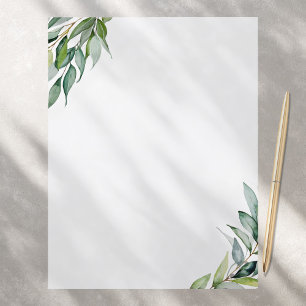 Elegant Eucalyptus Greenery Stationery Paper