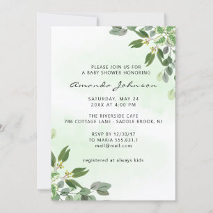 Elegant Eucalyptus Greenery Succulent Baby Shower Invitation