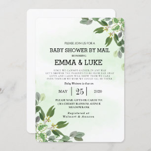 Elegant Eucalyptus Greenery Succulent Baby Shower Invitation