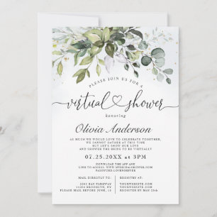 Elegant Eucalyptus Greenery virtual Bridal Shower Invitation
