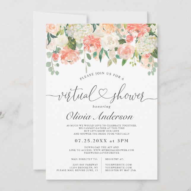 Elegant Eucalyptus Greenery virtual Bridal Shower Invitation (Front)