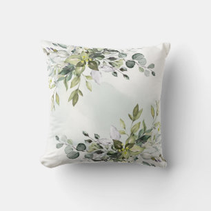 Elegant Eucalyptus Greenery Watercolor Cushion