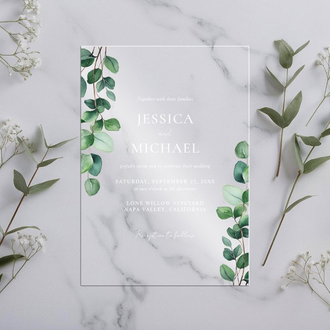 Elegant Eucalyptus Greenery Wedding Acrylic Invitations (Creator Uploaded)