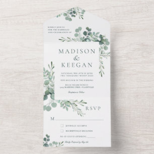Elegant Eucalyptus Greenery Wedding All In One Inv Invitation