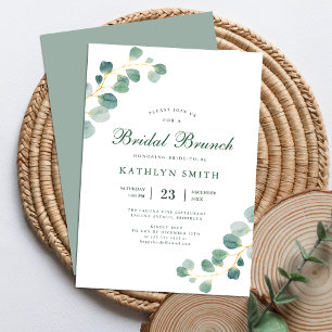 Elegant Eucalyptus Greenery Wedding Bridal Brunch Invitation