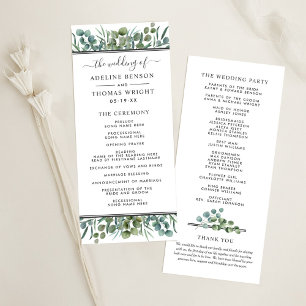 Elegant Eucalyptus Greenery Wedding Ceremony Program