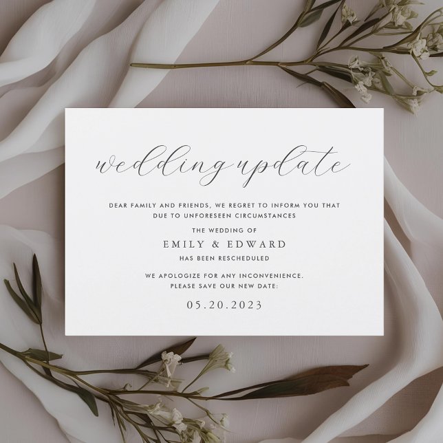 Elegant Eucalyptus Greenery Wedding Change Date Invitation (Creator Uploaded)