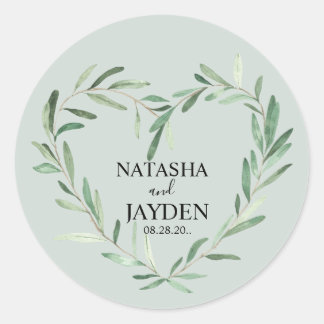 Elegant eucalyptus greenery wedding classic round sticker