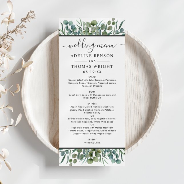 Elegant Eucalyptus Greenery Wedding Dinner Menu (Creator Uploaded)