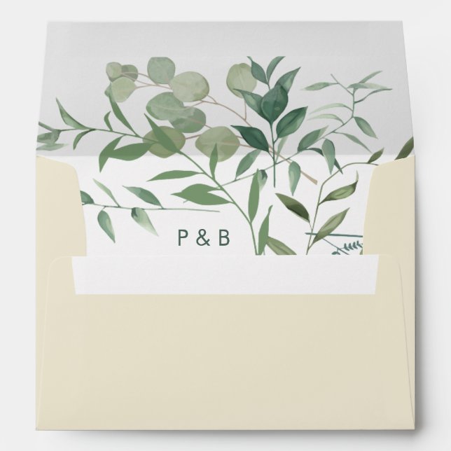 Elegant Eucalyptus Greenery Wedding Envelope (Back (Bottom))