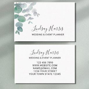 Elegant Eucalyptus Greenery Wedding Event Planner Business Card