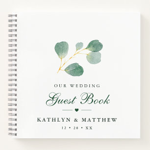 Elegant Eucalyptus Greenery Wedding Guestbook Notebook
