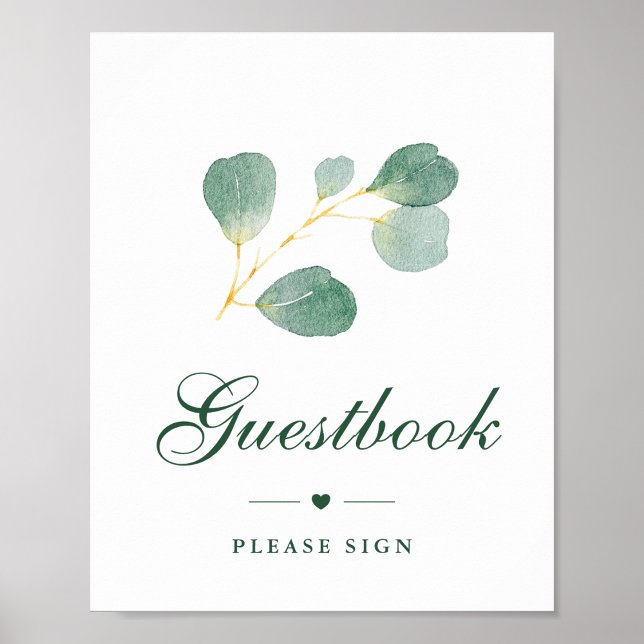 Elegant Eucalyptus Greenery Wedding Guestbook Sign (Creator Uploaded)