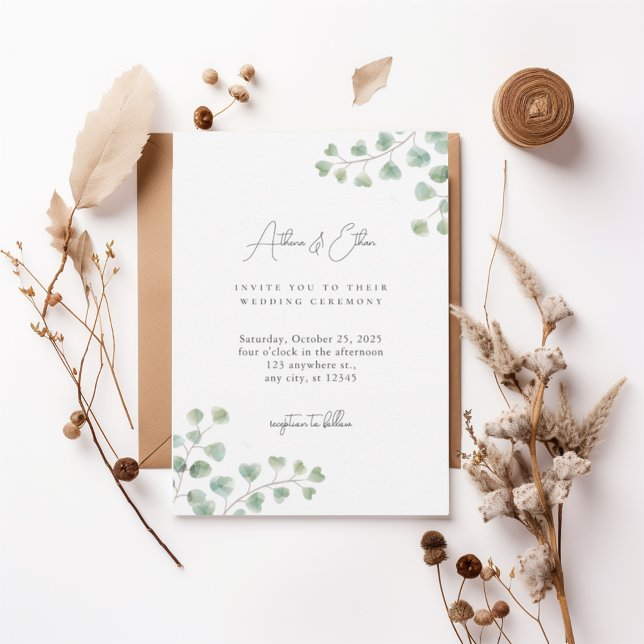 Elegant Eucalyptus Greenery Wedding Invitation (Creator Uploaded)