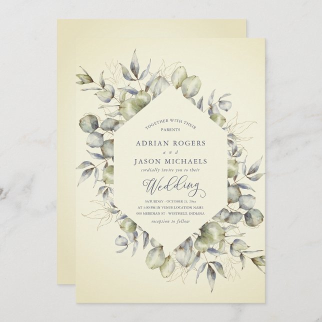 Elegant Eucalyptus Greenery Wedding Invitation   (Creator Uploaded)