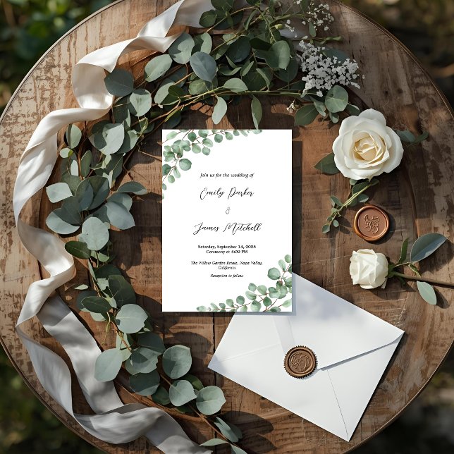 Elegant Eucalyptus Greenery Wedding Invitation (Creator Uploaded)