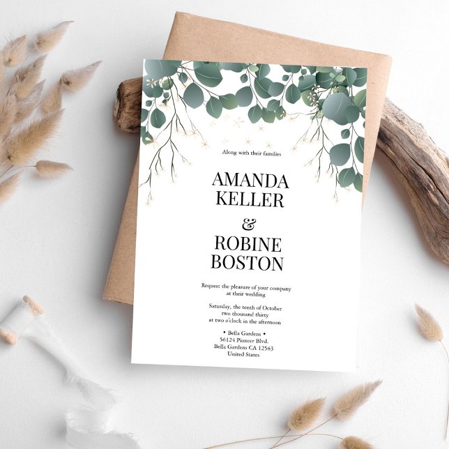 Elegant Eucalyptus Greenery Wedding Invitation (Creator Uploaded)