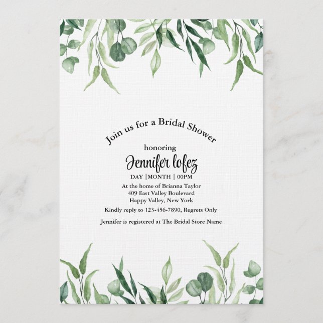 Elegant eucalyptus greenery wedding invitation (Front)