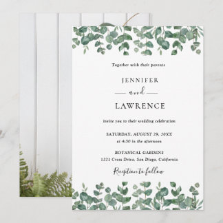 Elegant Eucalyptus Greenery Wedding Invitation