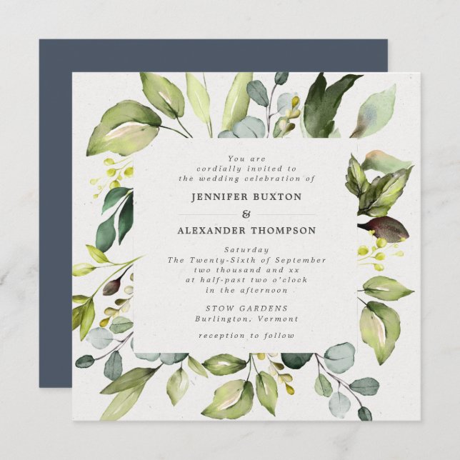Elegant Eucalyptus Greenery Wedding Invitation (Front/Back)