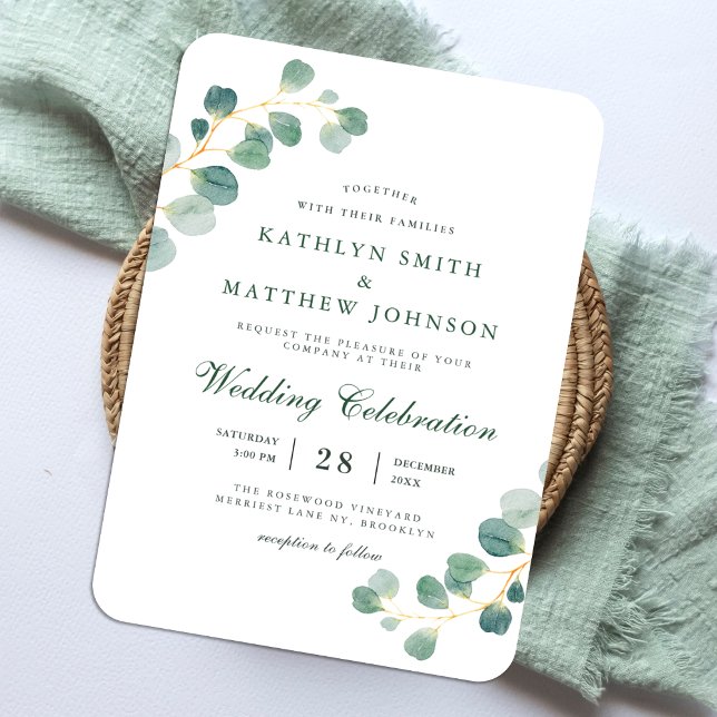 Elegant Eucalyptus Greenery Wedding Invitation Magnet (Creator Uploaded)