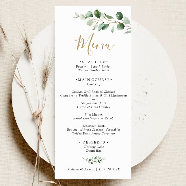 Elegant Eucalyptus Greenery Wedding Menu (Creator Uploaded)