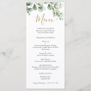 Elegant Eucalyptus Greenery Wedding Menu