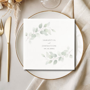 Elegant Eucalyptus Greenery Wedding Napkin