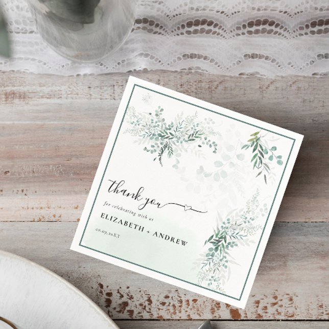 Elegant Eucalyptus Greenery Wedding Napkin (Creator Uploaded)