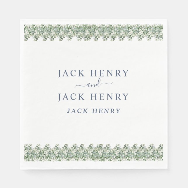Elegant Eucalyptus Greenery Wedding Napkins (Front)
