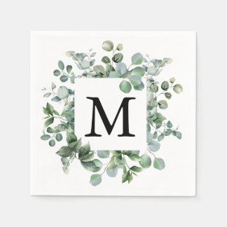 Elegant Eucalyptus Greenery Wedding Paper Napkin
